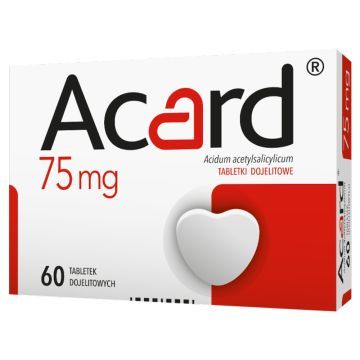 Acard, 75 mg, tabletki dojelitowe powlekane, 60 szt.
