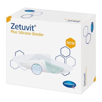 Zetuvit Plus Silicone Border, opatrunek silikonowy, 20 cm x 25 cm, 1 szt. (z opakowania 10 szt.)