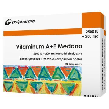Vitaminum A+E Medana, 2500 j.m.A + 200 mg E, kapsułki,  20 szt.