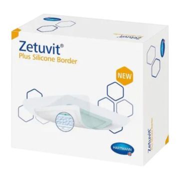 Zetuvit Plus Silicone Border, opatrunek silikonowy, 12,5 cm x 12,5 cm, 1 szt. (z opakowania 10 szt.)