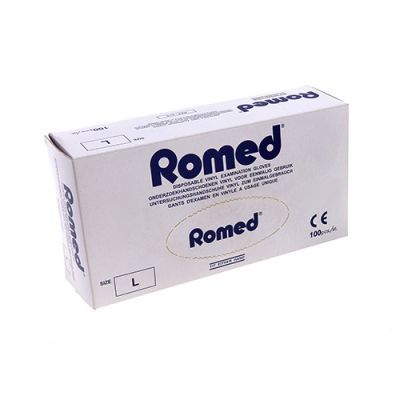 Rękawice diagnostyczne, Romed winylowe niejałowe pudrowane, rozmiar L, 100 szt. main product photo