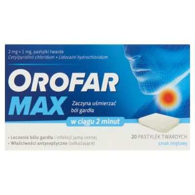 Orofar MAX, 2 mg + 1 mg, pastylki twarde, 20 szt. main product photo