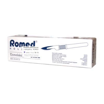 Skalpele jednorazowe Romed, jałowe (z rękojeścią) nr 11, 10 szt. main product photo
