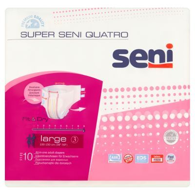 Super Seni Quatro, pieluchomajtki dla dorosłych, rozmiar L, 10 szt. main product photo
