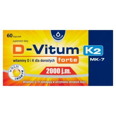 D-Vitum Forte 2000 j.m. K2 MK-7, witaminy D i K dla dorosłych forte, kapsułki, 60 szt. main product photo