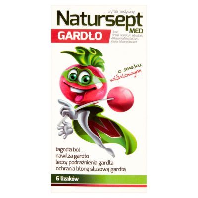 Natursept MED gardło, lizaki o smaku wiśniowym, 6 szt. main product photo