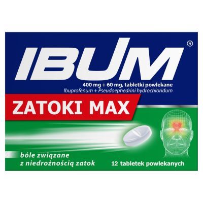 Ibum Zatoki Max, 400 mg + 60 mg, tabletki powlekane, 12 szt. main product photo