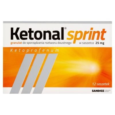 Ketonal Sprint, 25 mg, granulki do sporządzania roztworu doustnego, 12 saszetek main product photo