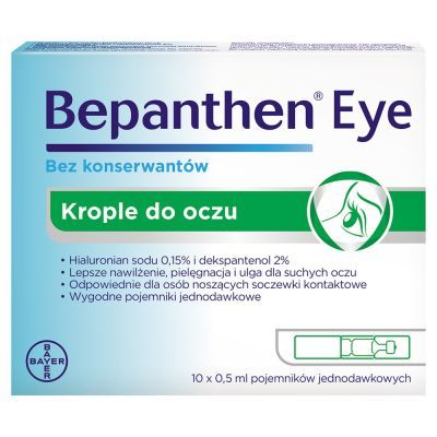 Bepanthen Eye, krople do oczu, pojemniki jednodawkowe, 0,5 ml, 10 szt. main product photo