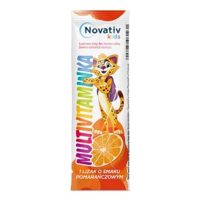 Novativ Kids Lizaki Multivitaminka, lizaki o smaku pomarańczowym, 30 sztuk main product photo