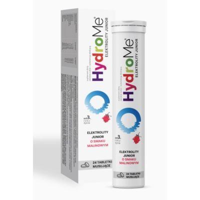 HydroMe Elektrolity Junior o smaku malinowym, 24 tabletki musujące main product photo