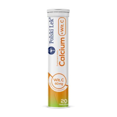 Calcium + witamina C, tabletki musujące o smaku pomarańczowym, 20 szt. (Polski Lek) main product photo